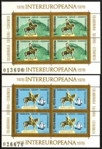 Romania 1978 INTEREUROPA Architecture Monuments Horses Ships 2 S/S MNH