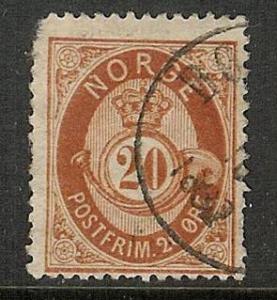 Norway Scott 27 Used. 1877-78 Post Horn Issue