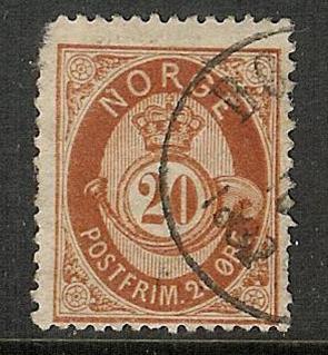 Norway Scott 27 Used. 1877-78 Post Horn Issue