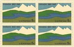 1967 Canada Block of 4 5c Postage Stamps, Sc#1324, MNH, OG