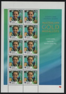 AUSTRALIA, 1887, MNH, SHEET OF 10,2000,  AUSTRALIAN GOLD MEDALISTS 2000 OLYMPICS