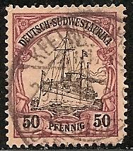 Ger.S.W.Africa 20  Used 1900 50pf pur & blk, sal Yacht