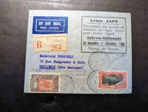 1937 Djibouti Scarce Airmail First Flight Cover FFC to Toulouse France