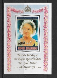 COOK ISLANDS - 1990 QUEEN MOTHER SOUVENIR SHEET - SCOTT 1041 - MNH