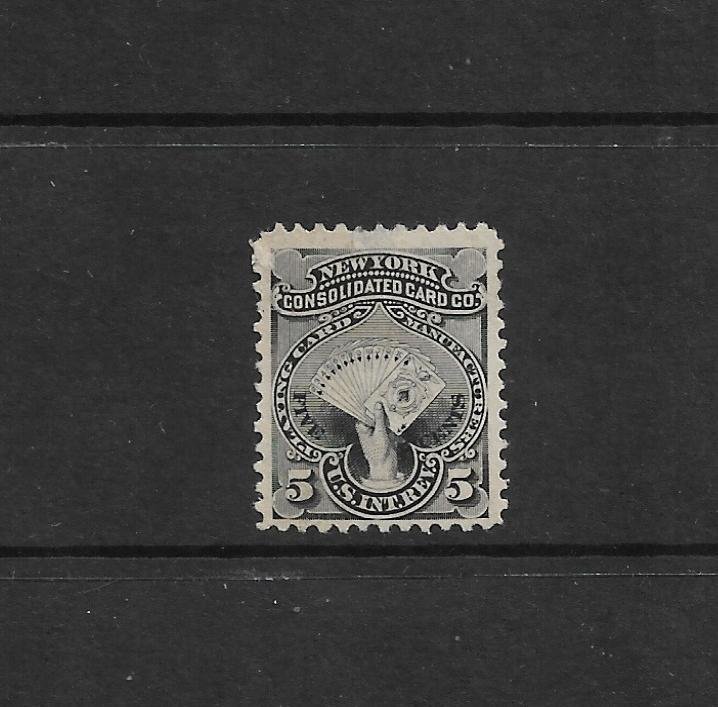 US Stamps: Private Die Prop. Revenues Playing Cards; 5c NYCCCo #RU14d