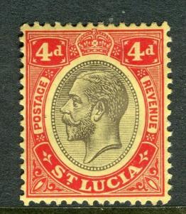 ST.LUCIA; 1912 early GV issue fine Mint hinged Shade of 4d. value