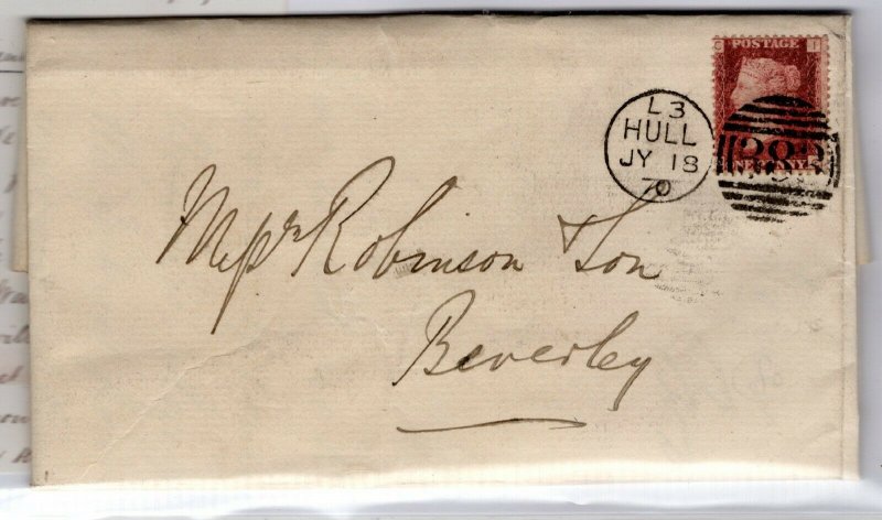 GB Yorks Cover Kingston DOCK COMPANY Letterhead EL 1d Red 1870{samwells}PD142