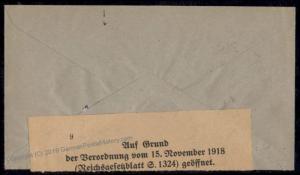 Germany 1920 Officially Opened Mullheim 9 Censor Tape Inflation Cover Zuri 72650