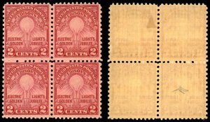 US Sc 655 MH/MNH BLOCK of 4-1929 2¢ -Edison's 1st Lamp-Rotary Press, Pe...