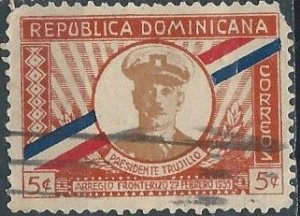 Dominican Republic 300 (used, pulled corner) 5c Pres. Trujillo (1935)