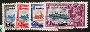 1935 Trinidad & Tobago Sc# 43-46  KGV Silver Jubilee set. Used cv$38