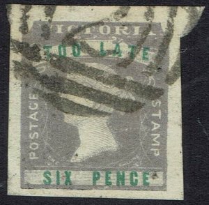 VICTORIA 1854 QV TOO LATE 6D IMPERF USED