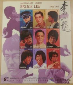 Gambia 1996 - Bruce Lee - Sheet of 9 stamps - Scott #1737 - MNH