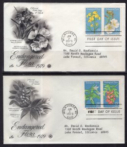 US 1783-1786 Endangered Flora PCS Artcraft Variety Set of Two Typed FDCs