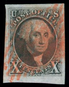 momen: US Stamps #2 USED BOTTOM MARGIN PSE GRADED CERT SUP-98 LOT #87591