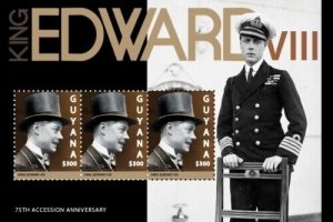 Guyana - 2012 - King Edward VIII 75th Accession Anniversary  - Sheet Of 3 - MNH