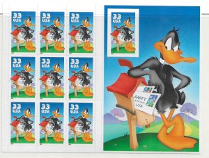 US #3307 1999 DAFFY DUCK (DIE CUTTING)- PANE OF 10 33C STAMPS- MINT NEVER HINGED