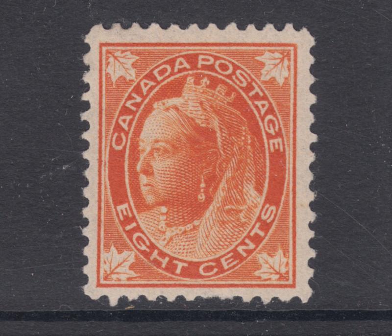 Canada Sc 72 MLH. 1897 8c orange Queen Victoria Maple Leaf, VF     