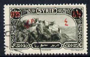 Syria 1928 4p on 0p25 (red) olive fine used single with A...