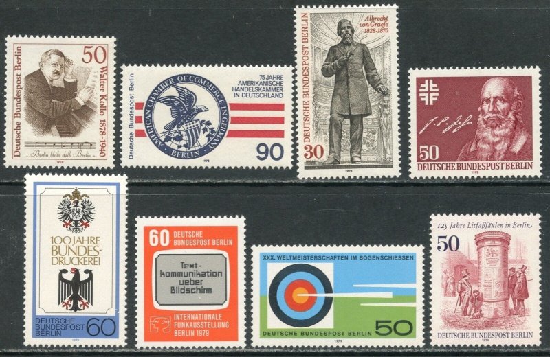 GERMANY BERLIN Sc#9N415-418, 426-428, 435 1978-79 Eight Complete Sets OG Mint NH