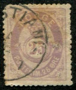 Norway SC# 28 Post Horn, 25o, cancelled 