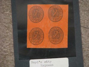 US Boyd`s City Express, Reprint Block of, Scott# 20L16, unused