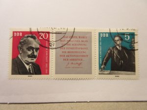 GERMANY DDR Scott 610a STRIP OF 3, USED Cat $32.50