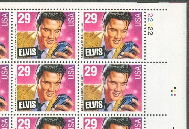 US #2721 29¢ Elvis Presley, Complete sheet of 40, og, NH, VF, Brookman $36.50