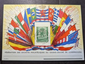 1939 Luxembourg Maxi Postcard Cover Viile Federation of Philatelic Societies