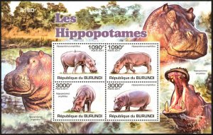 Burundi 2011 Hippopotamus Sheet MNH