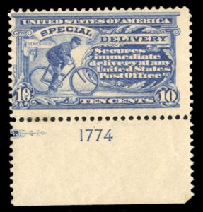 United States, Special Delivery #E6 Cat$230, 1902 10c ultramarine, plate numb...