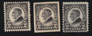 US 610, 611, 612 2c Harding Mint F-VF OG NH SCV $43