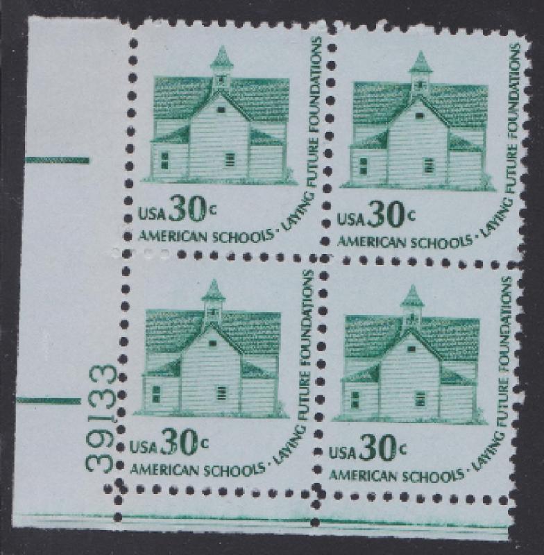 1606 Schoolhouse MNH Plate block - #39133 LL dull gum