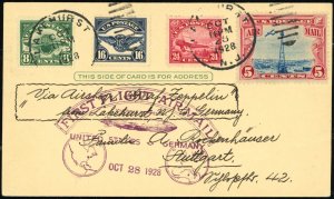 USA to Germany Graf Zeppelin LZ-127 First Airmail Flight 1928 #C4-C6 C11 Postage