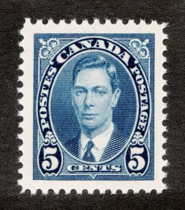 1937 Canada Sc #235  KGVI Mufti (civilian clothing) MNH 5¢ blue stamp - Cv $9