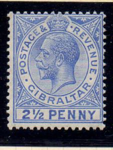 Gibraltar Sc 80 1921 2 1/2d ultra George V stamp mint