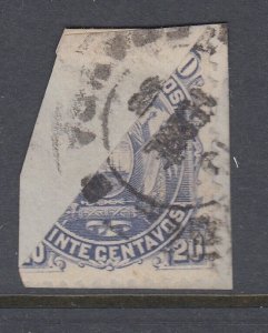 Ecuador 1881 20c Gray Violet Used Bisect on Piece. Scott 16 var