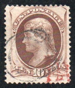 US #150 Fine, target and red cancel, rich color!