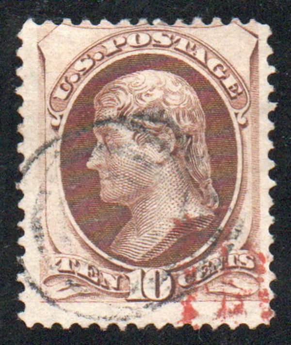 US #150 Fine, target and red cancel, rich color!