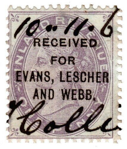 (I.B) QV Commercial Overprint : Evans Lescher & Webb