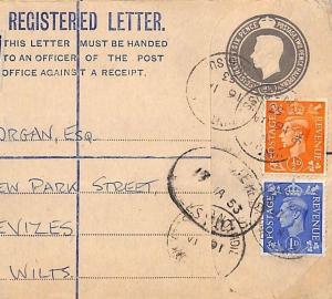 N143 1953 GB SUSSEX *Brighton* Registered KGVI FRANKING Stationery Cover Devizes