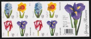 US 2004 3900-03 37c Spring Flowers Mint Stamp Booklet NH