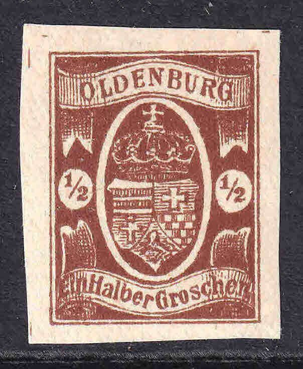 GERMANY OLDENBURG 12R REPRINT OG H M/M XF BEAUTIFUL GUM