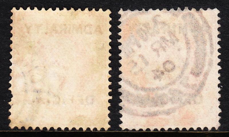 GREAT BRITAIN — SCOTT O73,O79 — ADMIRALTY OFFICIAL (2 TYPES) — USED — SCV $31.00