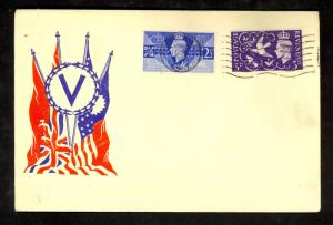 GREAT BRITAIN 1946 VICTORY & PEACE SET on UNADDRESSED CACHET FDC MILL HILL 264-5