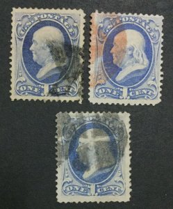 MOMEN: US STAMPS #145,156,182 USED LOT #32068