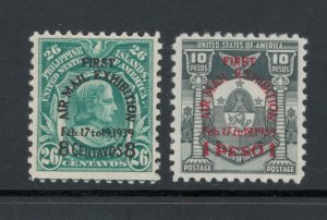 Philippines 1939 1st Air Mail Exhibition Surcharges Scott # C57 - C58 MH