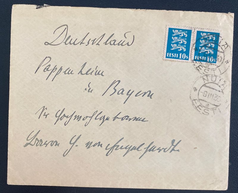 1930 Nuia Estonia Cover To Germany With Letter