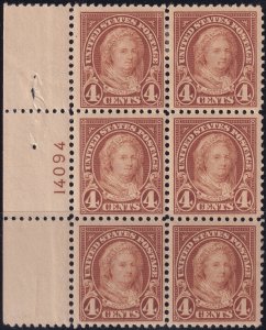 #556 Mint OG, XF, Plate number block of 6 (CV $250) (CV $16 - ID49728) - Jose...