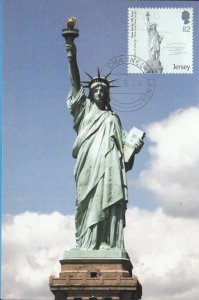 JERSEY - 350th ANN of NEW JERSEY- STATUE of LIBERTY - SUPERB MAXIMUM CARD